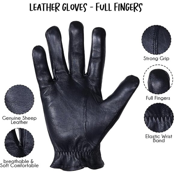 WASPRO Men's Black Imported Lambskin Motorcycle  Pure   Leather Gloves - Picture 6 of 7